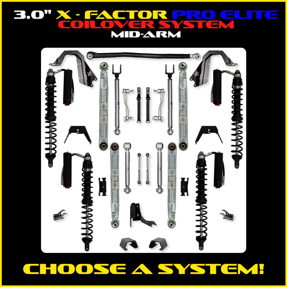 Rock Krawler 3.0 Inch X-Factor Pro Elite Mid Arm Lift Kit - 2020+ Gladiator JT - coilover Comp and Trail Runner packages
