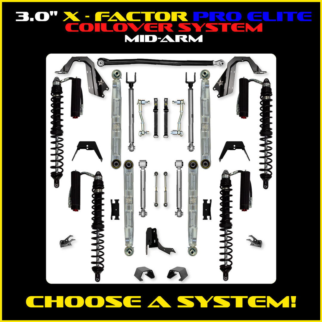 Rock Krawler 3.0 Inch X-Factor Pro Elite Mid Arm Lift Kit - 2020+ Gladiator JT - coilover Comp and Trail Runner packages