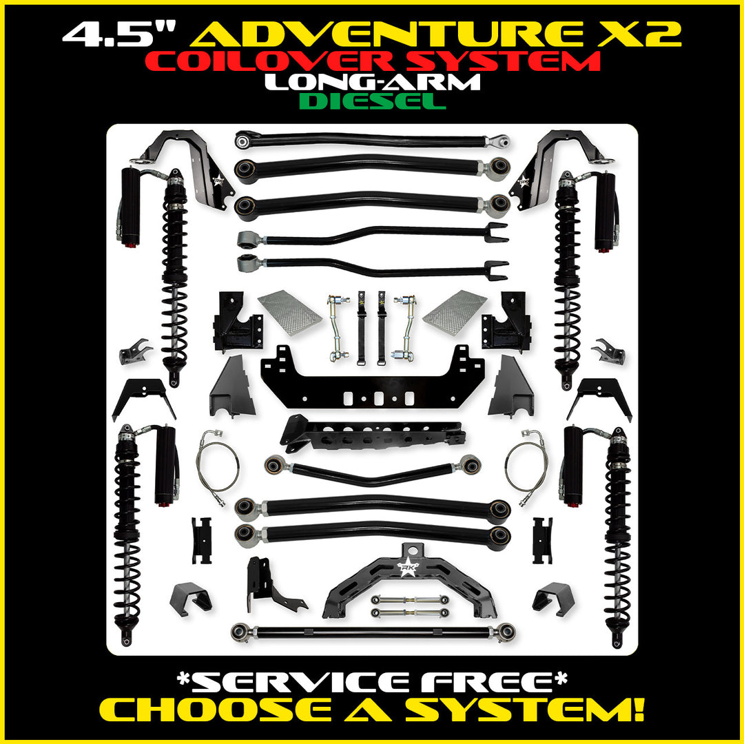 Rock Krawler 4.5 Inch Adventure X2 Long Arm System - Gladiator JT - Diesel coilover packages