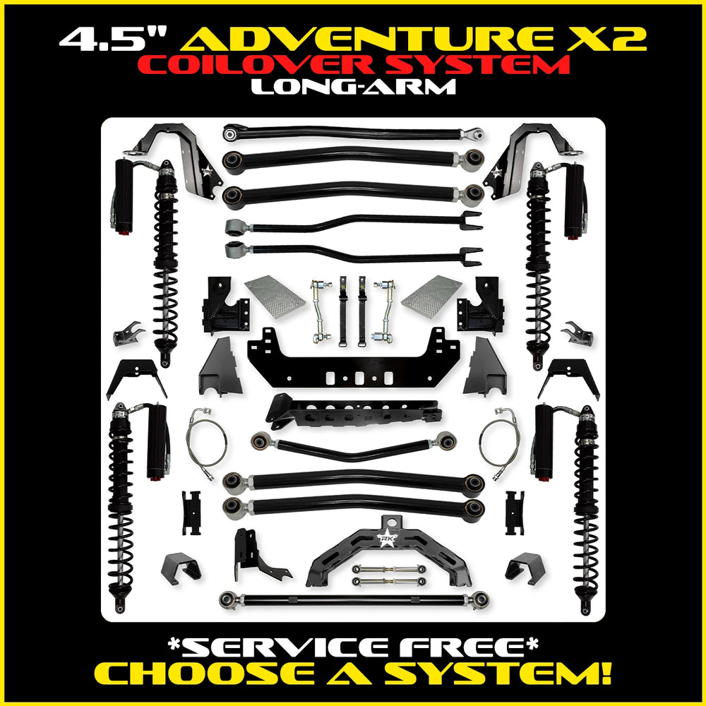 Rock Krawler 4.5 Inch Adventure X2 Long Arm System - Gladiator JT - Comp System and Trail Runner coilover packages