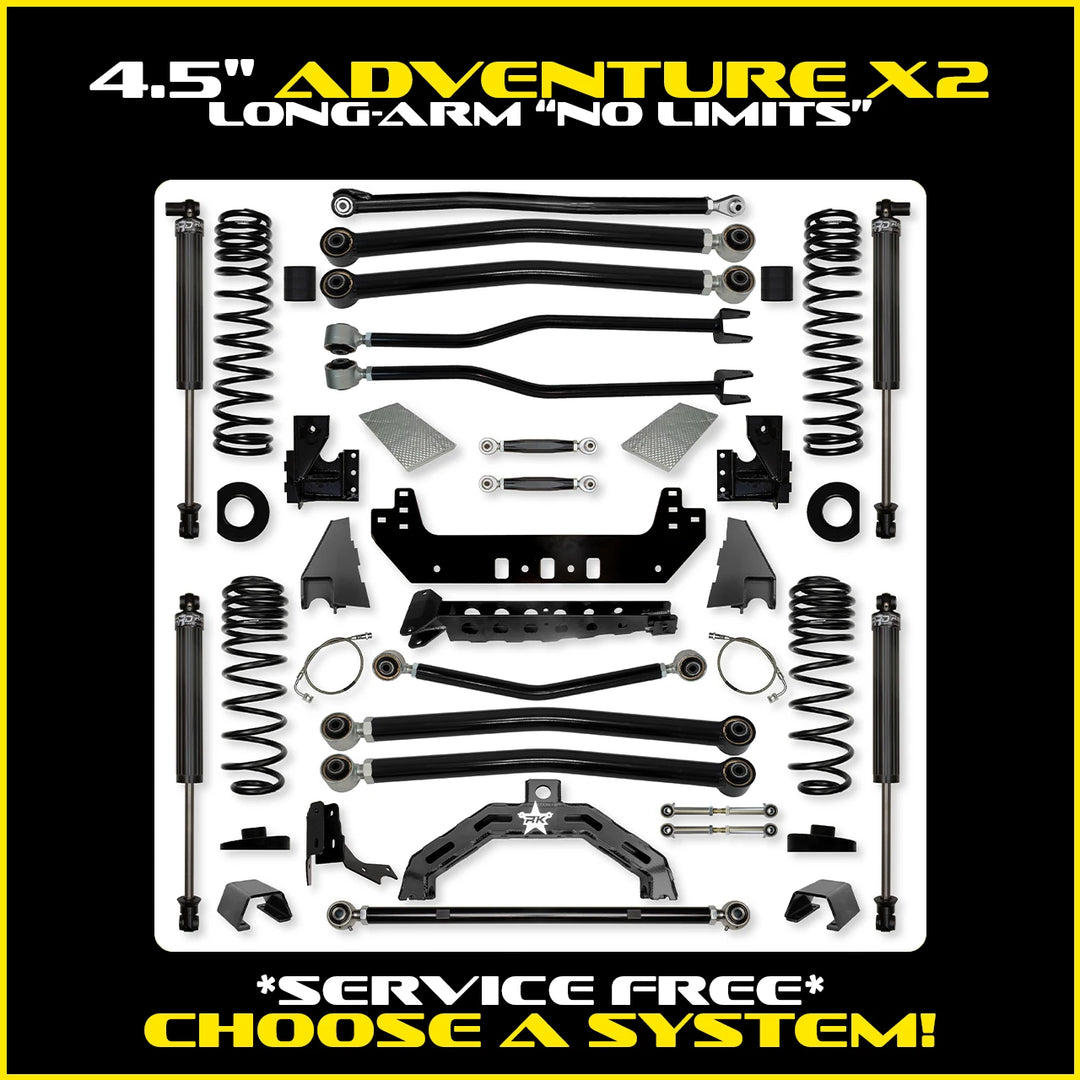 Rock Krawler 4.5 Inch Adventure X2 No Limits Long Arm System - Gladiator JT