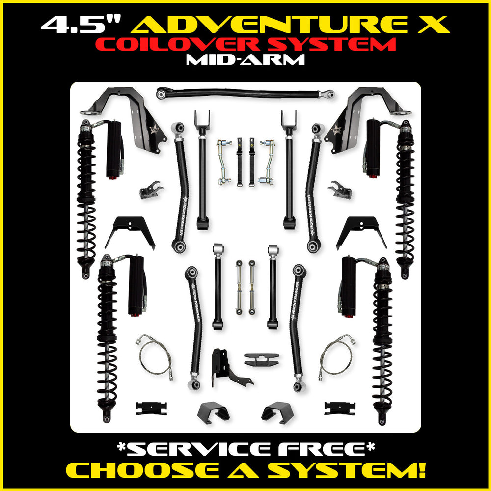 Rock Krawler 4.5 Inch Adventure X Mid Arm System - Gladiator JT - Comp System and Trail Runner coilover packages