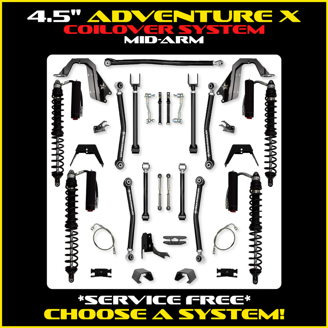Rock Krawler 4.5 Inch Adventure X Mid Arm System - Gladiator JT - Comp System and Trail Runner coilover packages