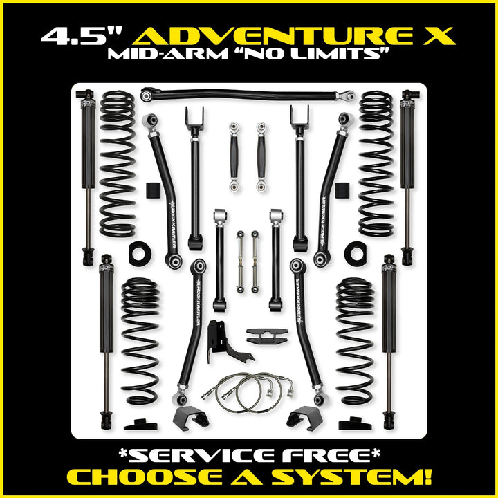 Rock Krawler 4.5 Inch Adventure X No Limits Mid Arm System - Gladiator JT