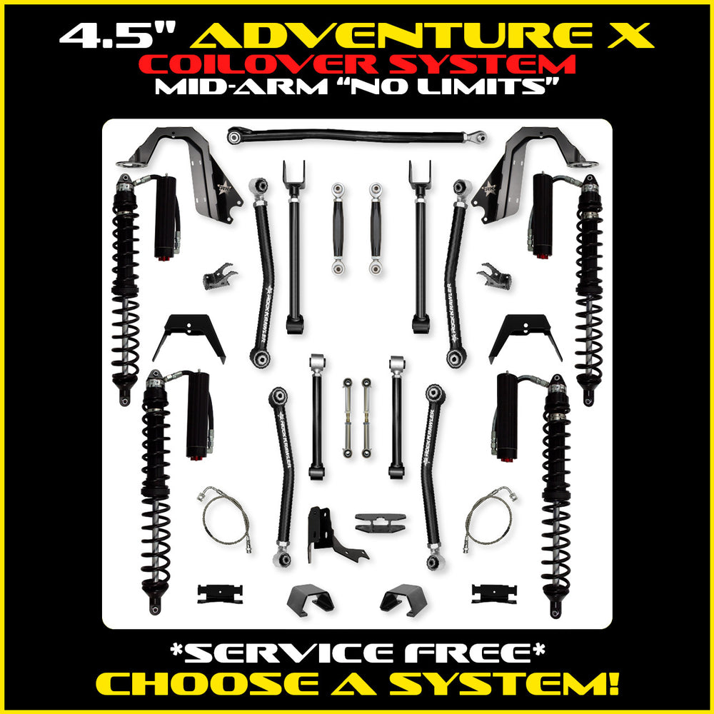 Rock Krawler 4.5 Inch Adventure X No Limits Mid Arm System - Gladiator JT - Comp System and Trail Runner coilover packages