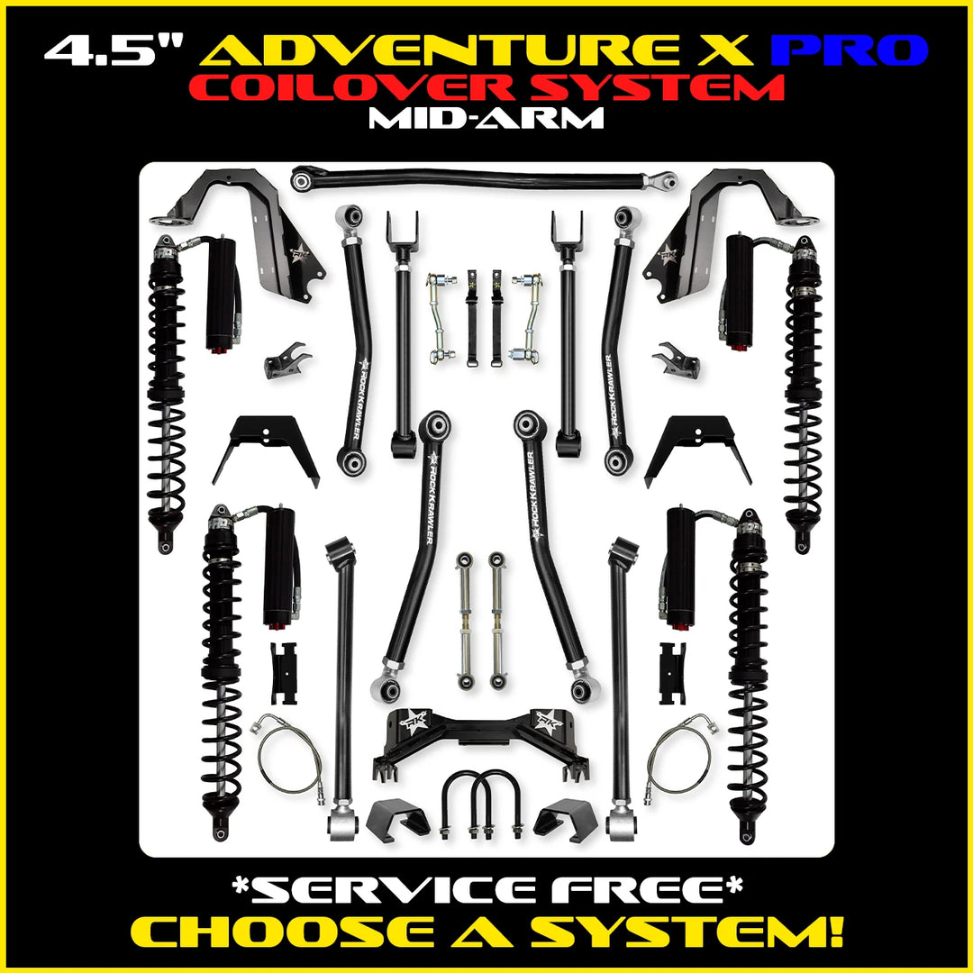 Rock Krawler 4.5 Inch Adventure X PRO Mid Arm System - Gladiator JT - Comp System and Trail Runner coilover packages