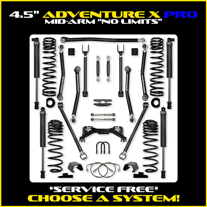 Rock Krawler 4.5 Inch Adventure X PRO No Limits Mid Arm System - Gladiator JT