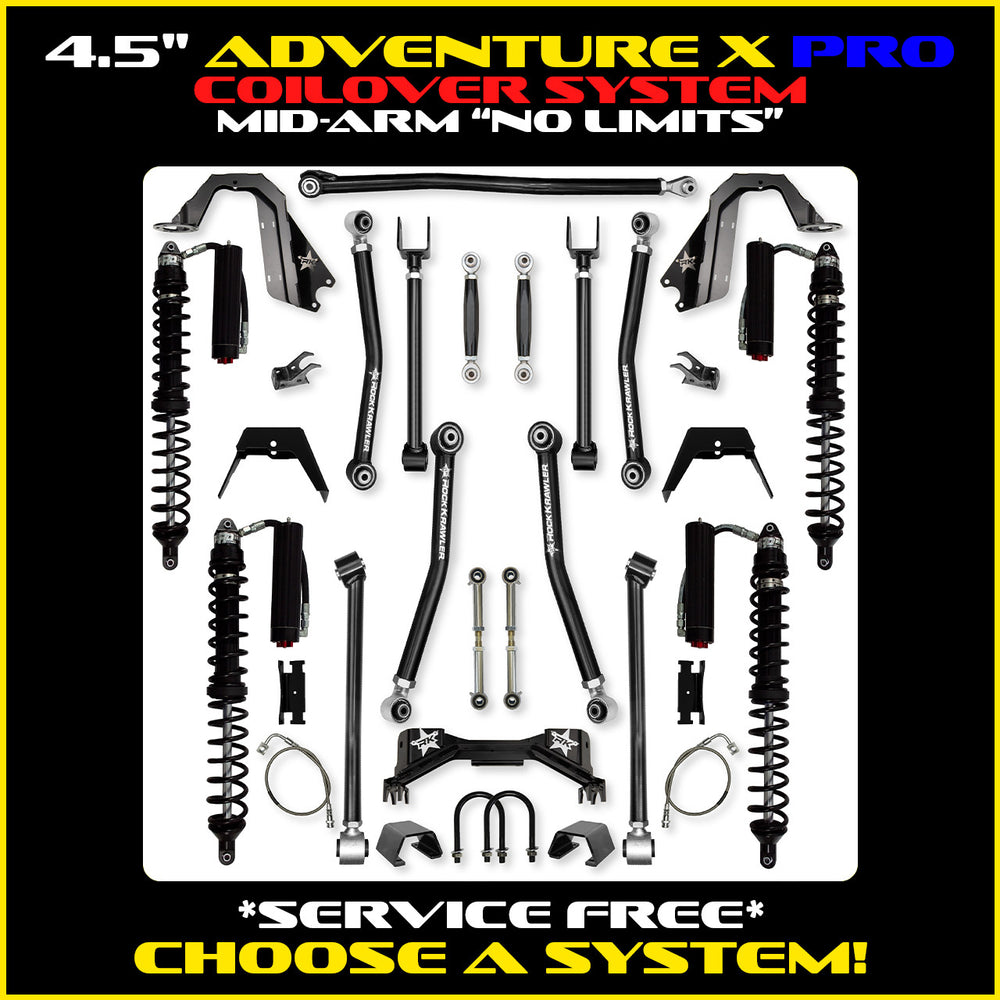 Rock Krawler 4.5 Inch Adventure X PRO No Limits Mid Arm System - Gladiator JT - Comp System and Trail Runner coilover packages