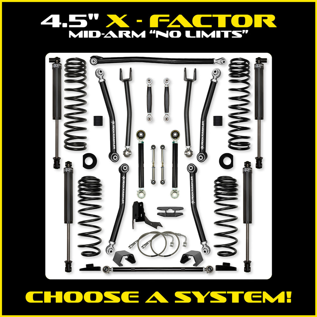 Rock Krawler 4.5 Inch X Factor No Limits Mid Arm System - Gladiator JT