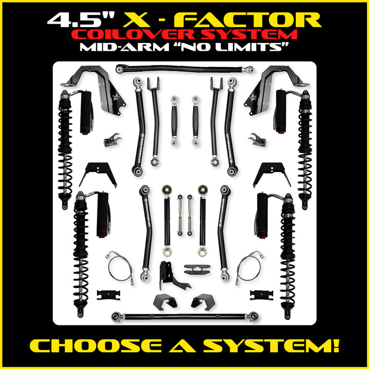 Rock Krawler 4.5 Inch X Factor No Limits Mid Arm System - Gladiator JT - Comp System and Trail Runner coilover packages