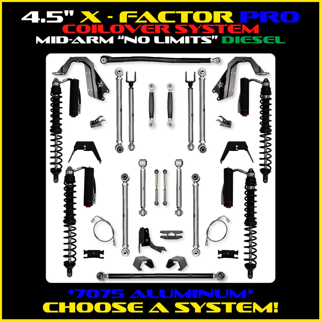 Rock Krawler 4.5 Inch X Factor Pro No Limits Mid Arm System - Gladiator JT - Diesel coilover packages