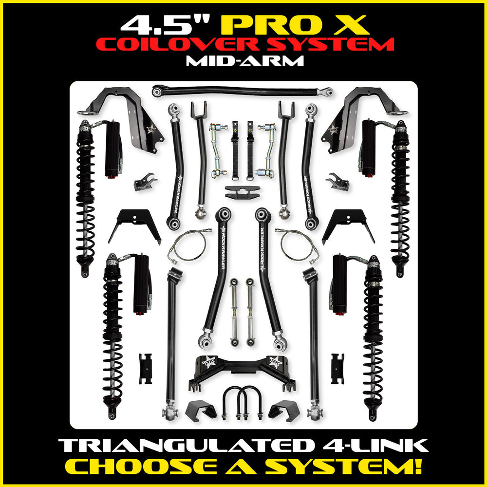 Rock Krawler 4.5 Inch PRO-X Mid Arm System - Gladiator JT - Comp System and Trail Runner coilover packages