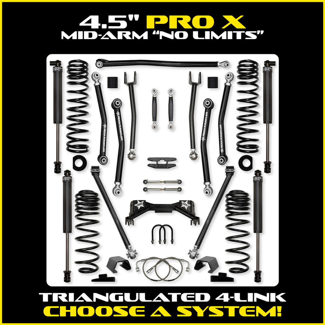 Rock Krawler 4.5 Inch PRO-X No Limits Mid Arm System - Gladiator JT