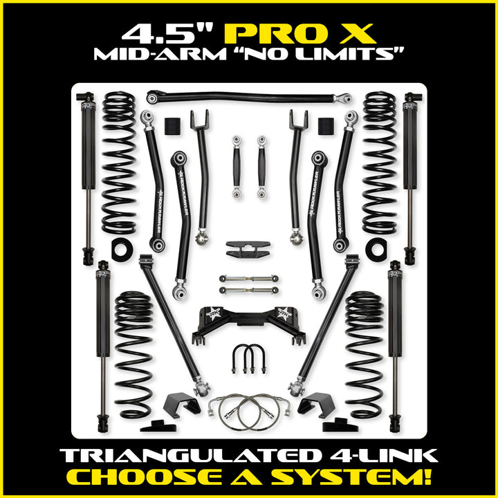 Rock Krawler 4.5 Inch PRO-X No Limits Mid Arm System - Gladiator JT