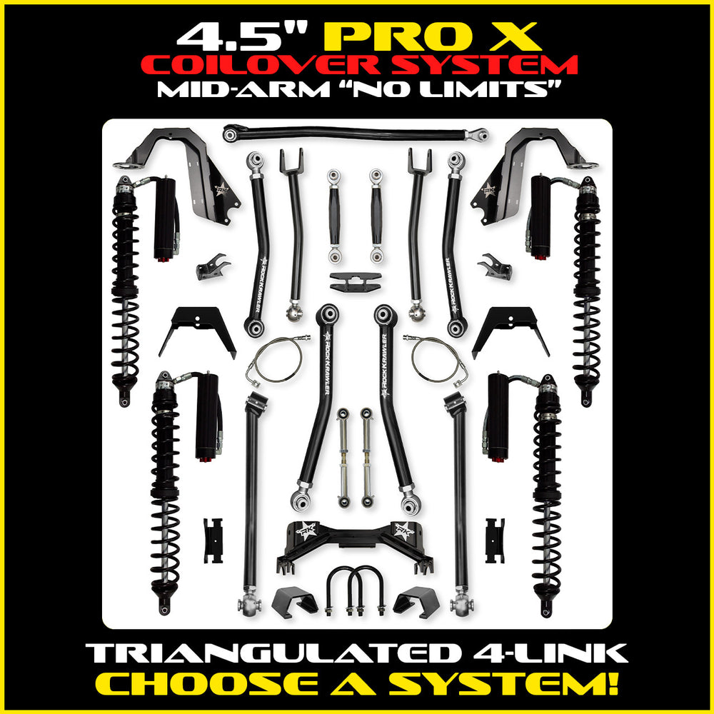 Rock Krawler 4.5 Inch PRO-X No Limits Mid Arm System - Gladiator JT - Comp System and Trail Runner coilover packages