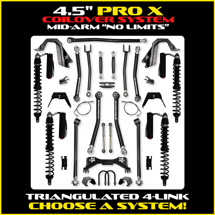 Rock Krawler 4.5 Inch PRO-X No Limits Mid Arm System - Gladiator JT - Comp System and Trail Runner coilover packages