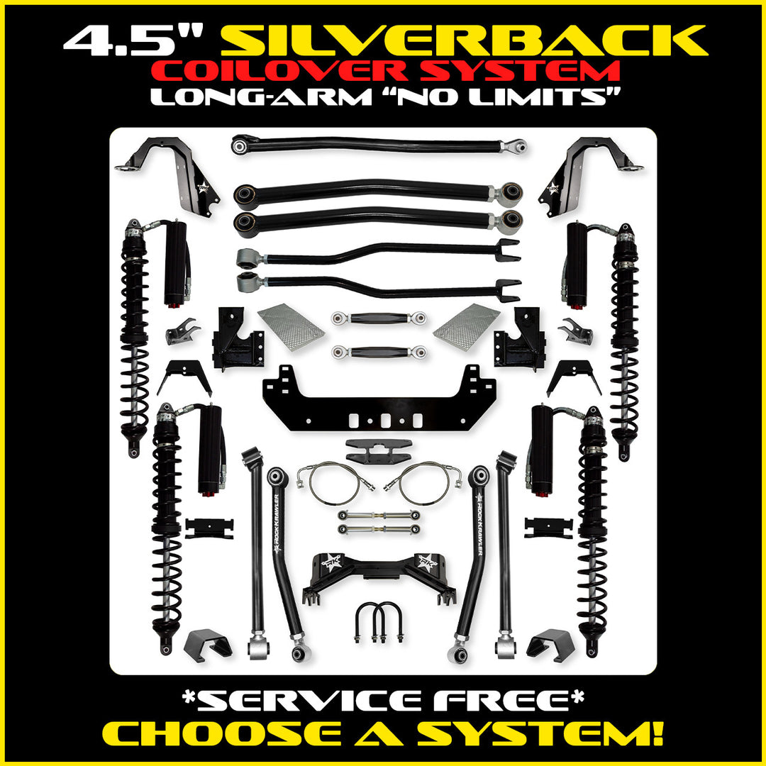 Rock Krawler 4.5 Inch Silverback No Limits Long Arm System - Gladiator JT - Comp System and Trail Runner coilover packages