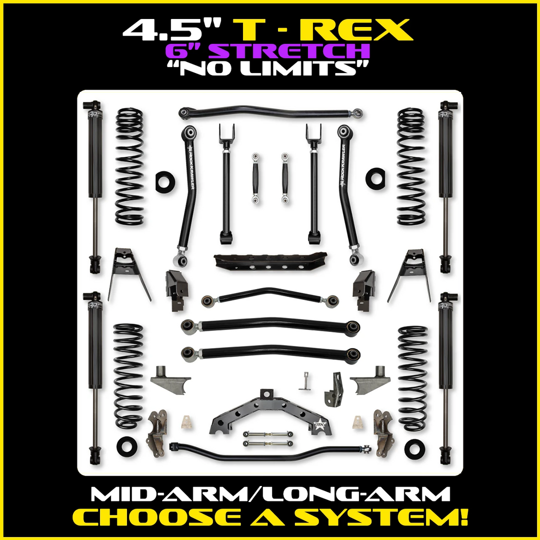 Rock Krawler 4.5 Inch T-Rex No Limits Hybrid w/ 6 Inch Rear Stretch - JL 2-Door