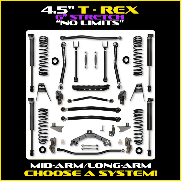 Rock Krawler 4.5 Inch T-Rex No Limits Hybrid w/ 6 Inch Rear Stretch - JL 2-Door
