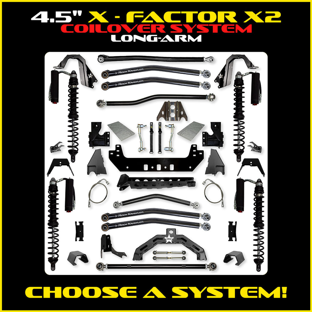 Rock Krawler 4.5 Inch X Factor X2 Long Arm System - Gladiator JT - Comp System and Trail Runner coilover packages
