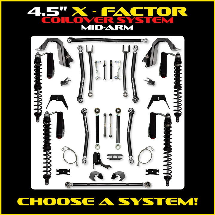 Rock Krawler 4.5 Inch X Factor Mid Arm System - Gladiator JT - Comp System and Trail Runner coilover packages