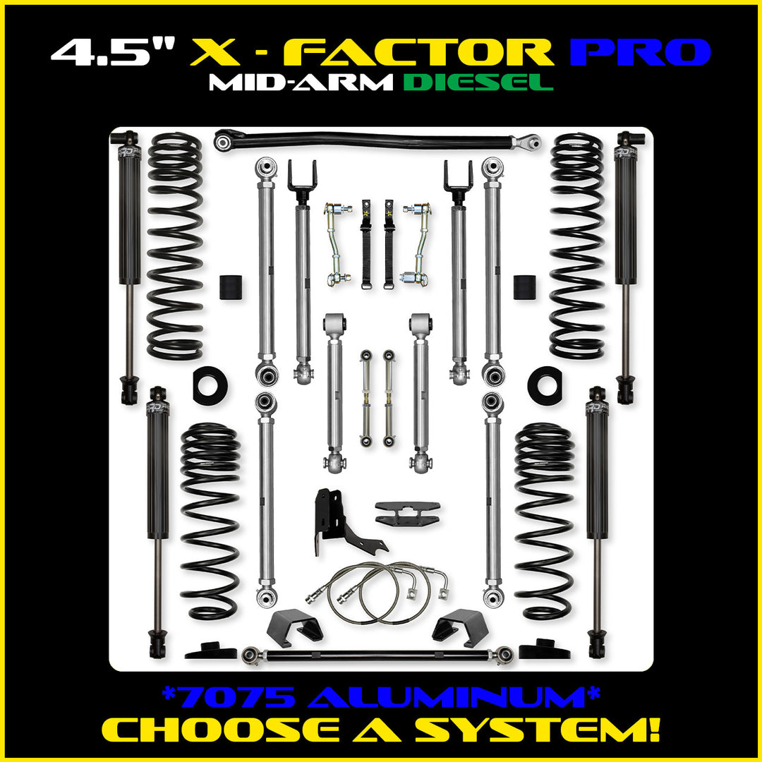 Rock Krawler 4.5 Inch X Factor Pro Mid Arm System - Gladiator JT - Diesel kit