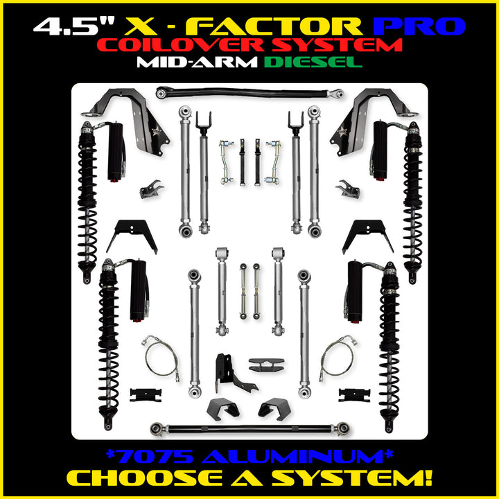 Rock Krawler 4.5 Inch X Factor Pro Mid Arm System - Gladiator JT - Diesel coilover packages