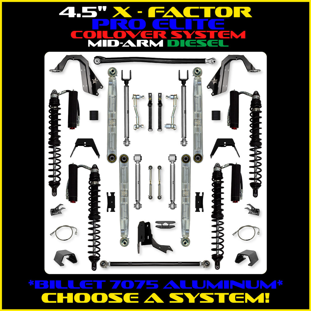 Rock Krawler 4.5 Inch X Factor Pro Elite Mid Arm System - Gladiator JT - Diesel coilover packages