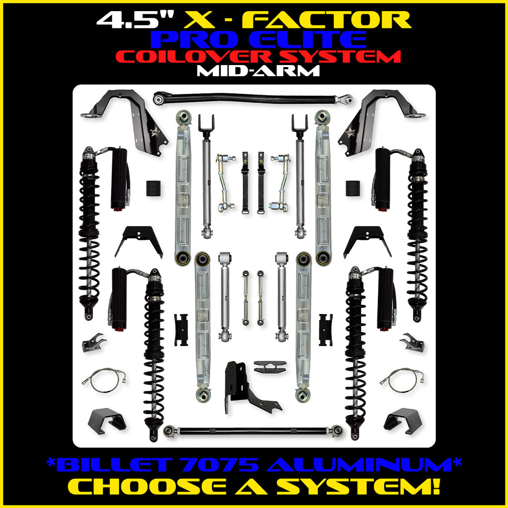 Rock Krawler 4.5 Inch X Factor Pro Elite Mid Arm System - Gladiator JT - Comp System and Trail Runner coilover packages
