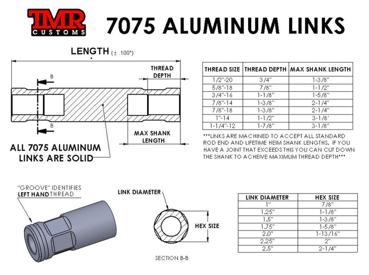 TMR Customs 7075 Aluminum Links - 2" Diameter