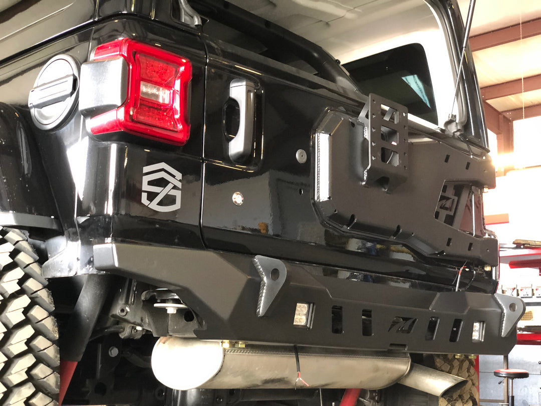 Motobilt Crusher Rear Bumper with Light Mounts with Spare Tire Cut Out for 2018+ Jeep JL MB1092 | image 6