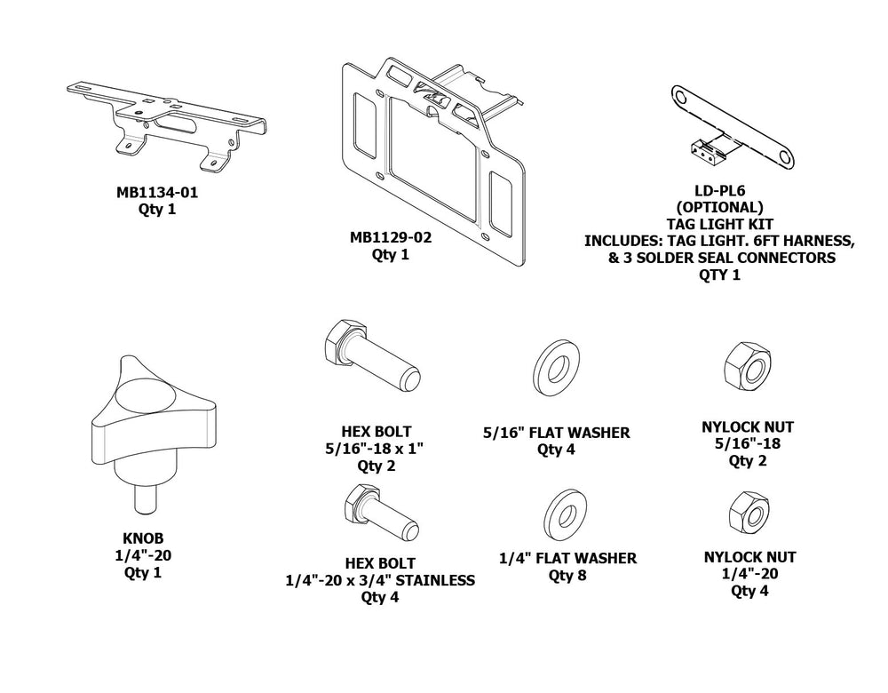 Motobilt License Plate Relocator/Light Mount for Jeep YJ/TJ/LJ MB1134 | image 2