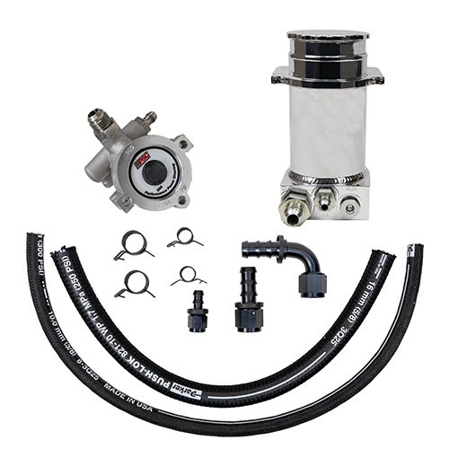 PSC Pro Touring Pump & Remote Reservoir Kit Steering Gear Brushed Aluminum PK1100X | SKU PK1100X