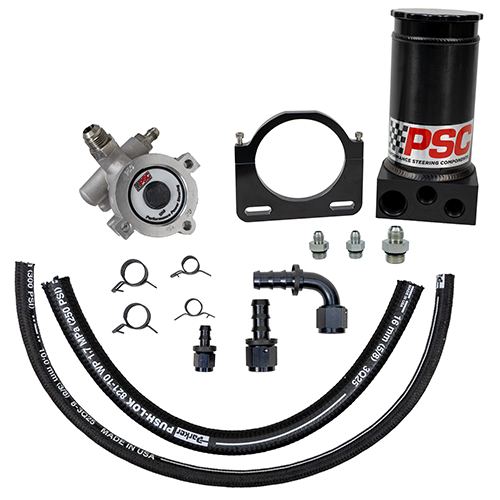 PSC Pro Touring Pump Kit Steering Gear Brushed Aluminum w/ Hydro-Boost PK1100XH | SKU PK1100XH