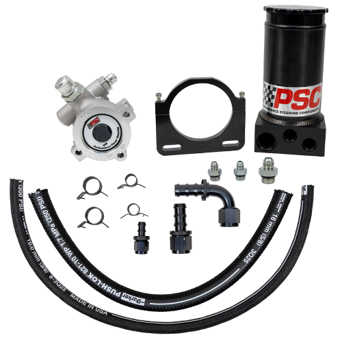 PSC Pro Touring Pump Kit Rack & Pinion Brushed Aluminum w/ Hydro-Boost PK1150XH | SKU PK1150XH