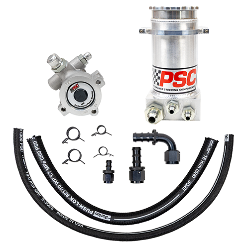 PSC Pro Touring Pump Kit Rack & Pinion Brushed Aluminum w/ Hydro-Boost PK1150XH | SKU PK1150XH