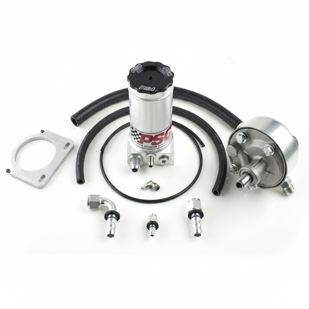 PSC P-Pump Kit Full Hydraulic -6 AN w/ Hydro-Boost Brushed Aluminum PK1405XH-6-12 | SKU PK1405XH-6-12