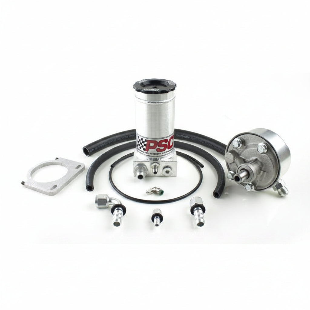 PSC P-Pump Kit Full Hydraulic -8 AN w/ Hydro-Boost Brushed Aluminum PK1405XH-8-12 | SKU PK1405XH-8-12