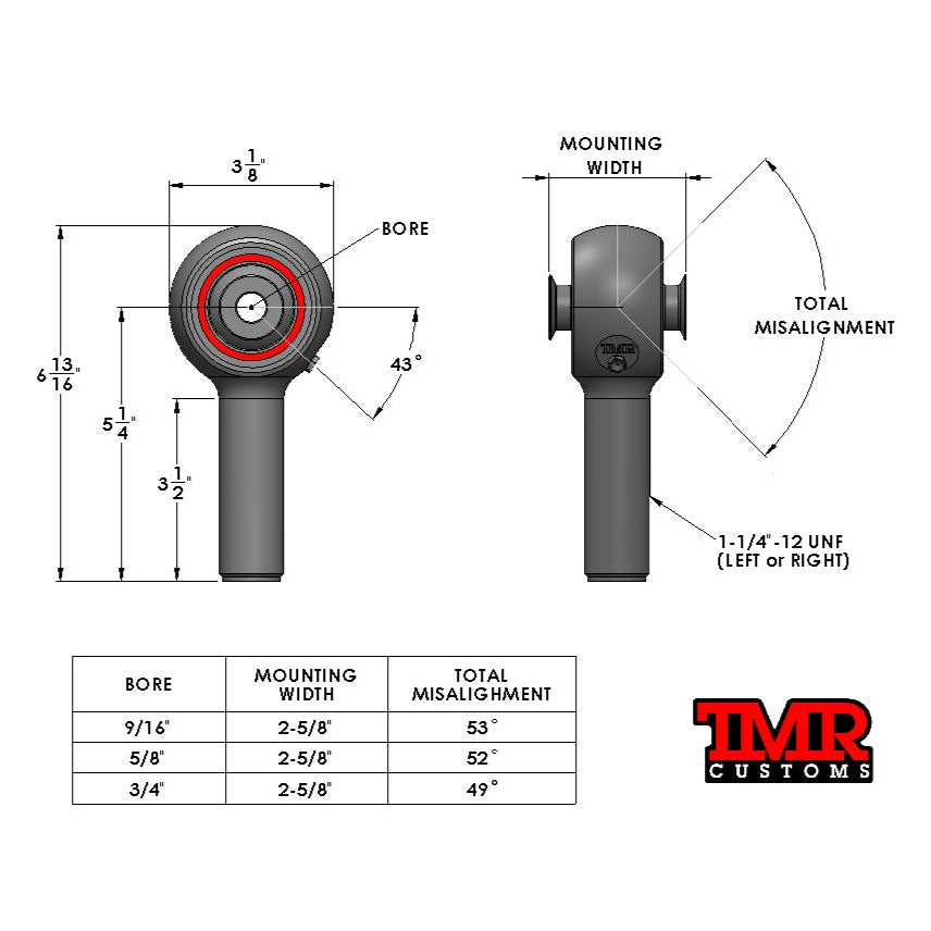 TMR Customs 1-1/4" Forged Lifetime Heims (POLY RACE)