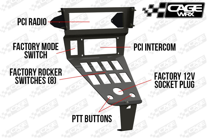 Cagewrx Polaris RZR PCI Radio & Intercom Mount Pro R / Pro S / Turbo R / Pro XP | image 9