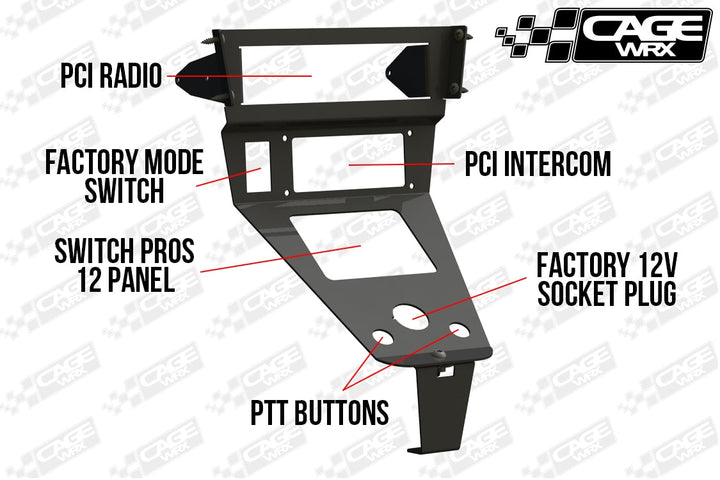 Cagewrx Polaris RZR PCI Radio & Intercom Mount Pro R / Pro S / Turbo R / Pro XP | image 5