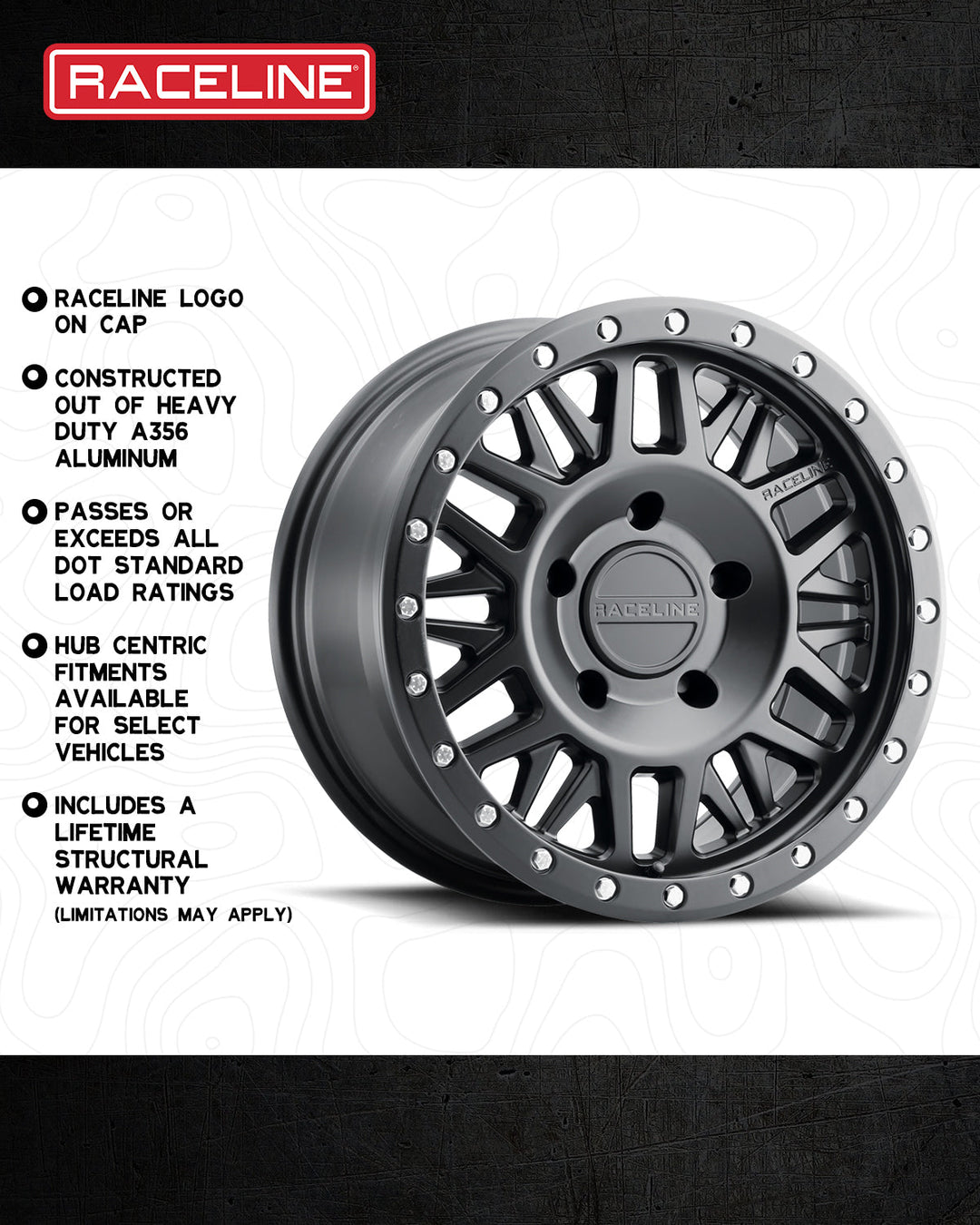 Raceline Ryno 951B 17x8.5 6 on 135 0 Offset Satin Black