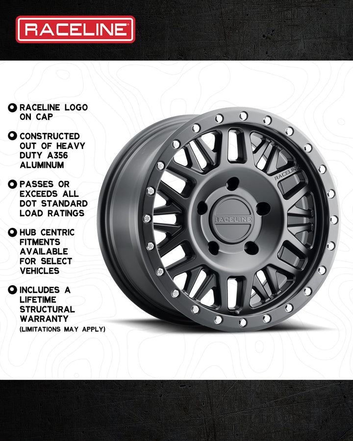 Raceline Ryno 951B 17x8.5 6 on 139.7 +18 Offset Satin Black