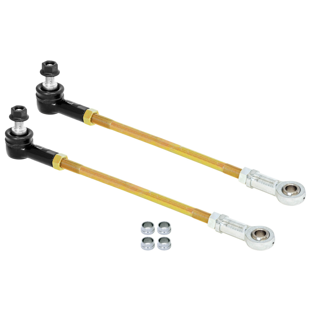 Adjustable Sway Bar End Link Kit for JT Rear (12 1/2 Inch Long Rods Sealed Rod Ends Thru-Bolt Heims Jam Nuts Misalignment Spacers pair)