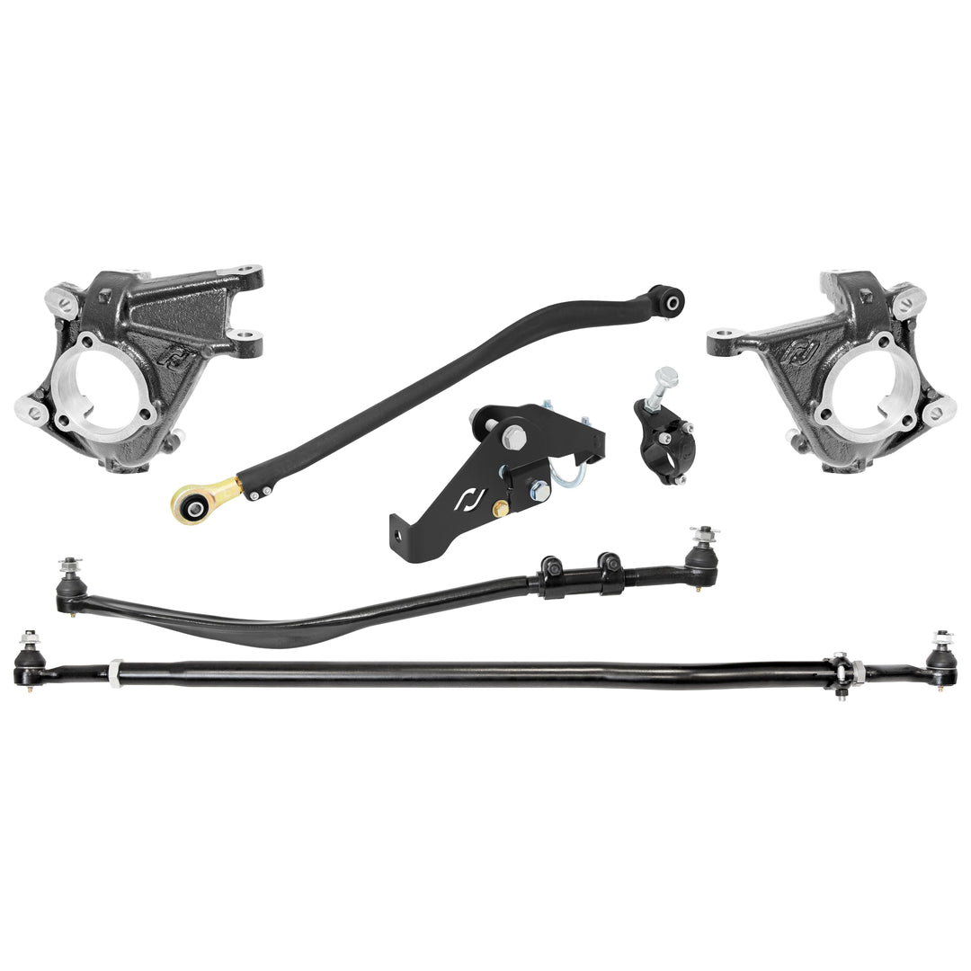 Currectlync Wrangler JK High Steer Kit For Stab. Shock And Jeep JL/JT Trac Bar Incl. Knuckles Drag Link Tie Rod Trac Bar Tb Reloc/Shock Mount Tr Clamp
