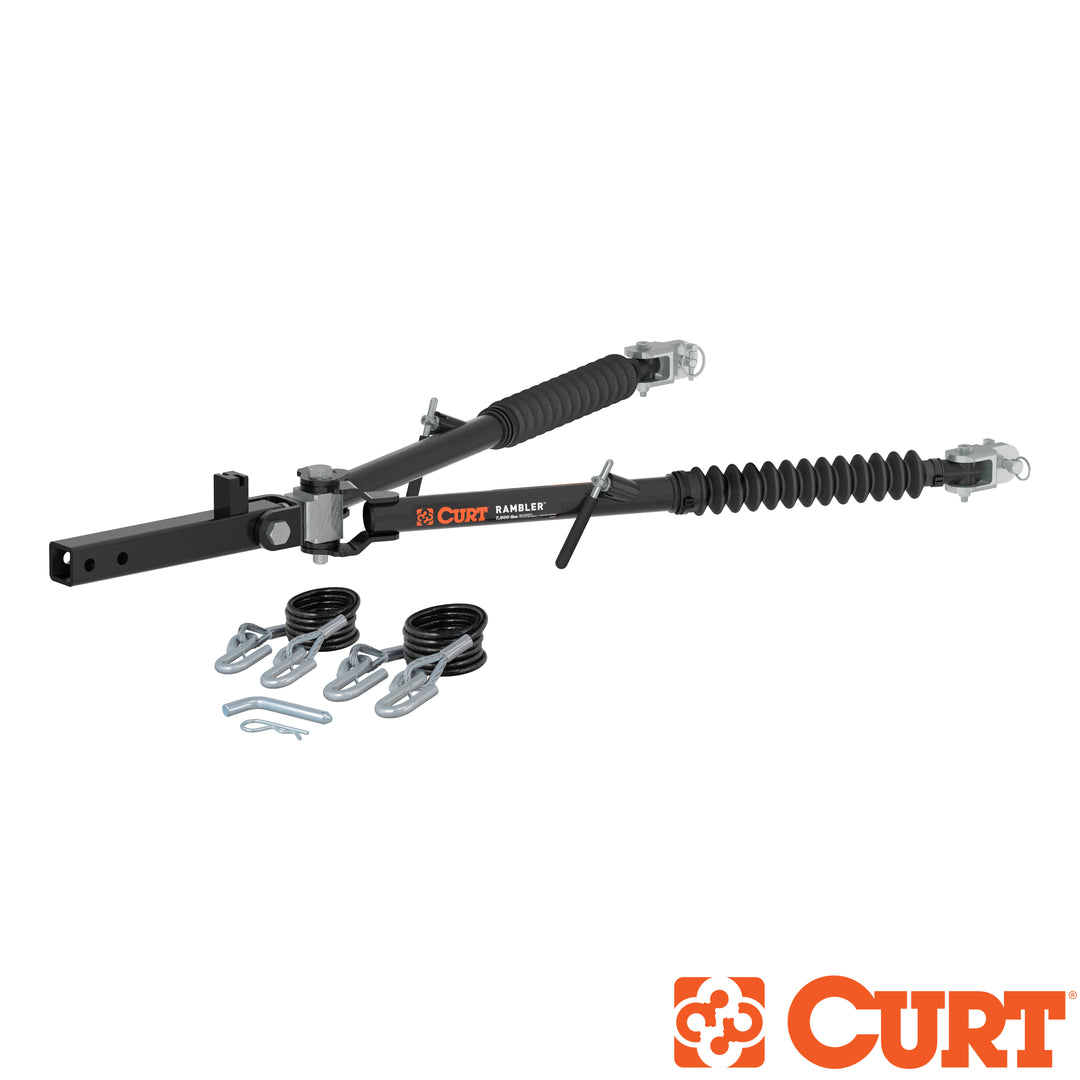 Curt Rambler Steel RV Tow Bar 7500 Lbs. 2 Inch Shank) Includes Tow Bar Safety Cables Hitch Pin and Clip