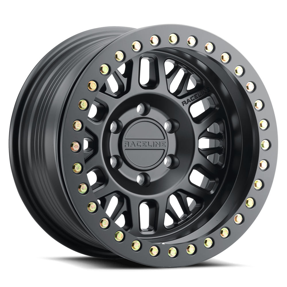 Raceline Ryno Cast Beadlock RT951B 17x9 6 on 139.7 -12 Offset Satin Black Black Beadlock Ring