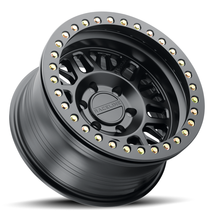 Raceline Ryno Cast Beadlock RT951B 17x9 8 on 165.1 -38 Offset Satin Black Black Beadlock Ring