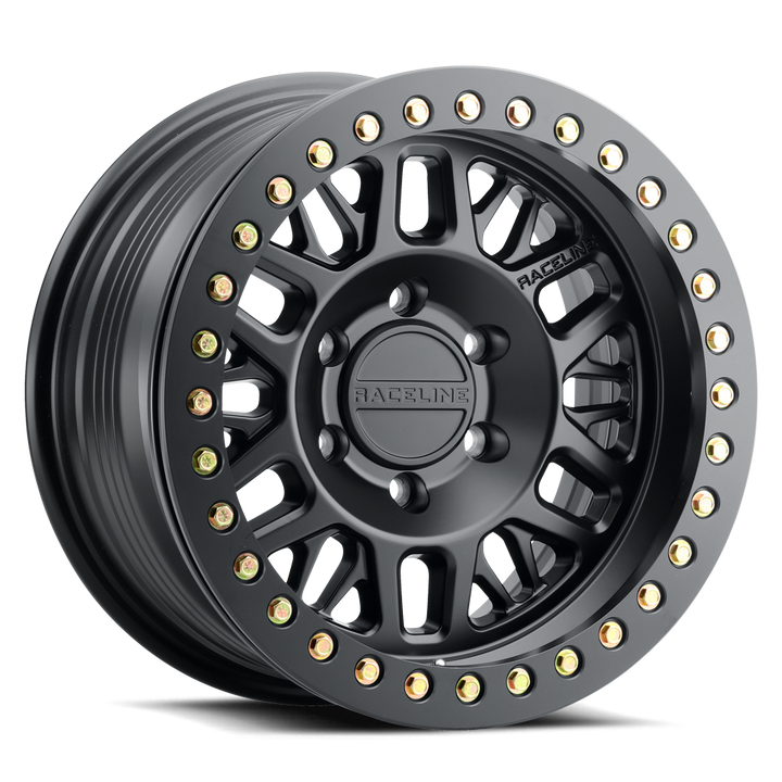 Raceline Ryno Cast Beadlock RT951B 17x9 6 on 139.7 -38 Offset Satin Black Black Beadlock Ring