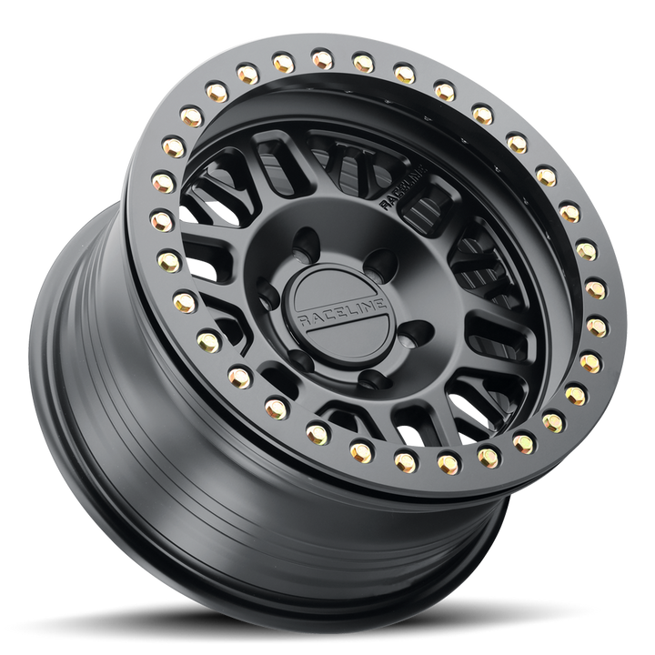 Raceline Ryno Cast Beadlock RT951B 17x9 5 on 127 -38 Offset Satin Black Black Beadlock Ring